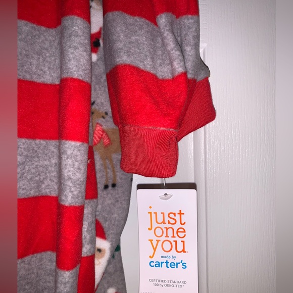 Carter’s just one you African-American Santa fleece footed pajamas Holiday Set - Picture 3 of 13
